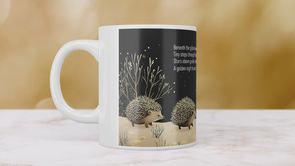 Golden Moonlit Hedgehogs Ceramic Mug